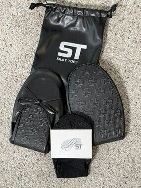 Silky Toes Black Foldable Travel Ballet Flats Roll Up Shoes Size XXL with Pouch